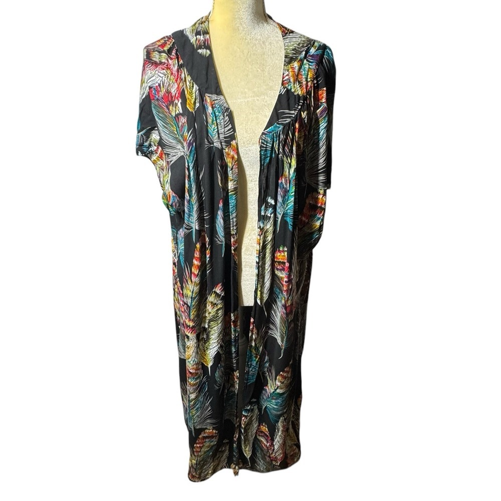 Umgee USA Kimono Women's 1XL Boho Whimsical colorful feather‎